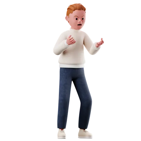 Personagem masculino com pose de raiva  3D Illustration