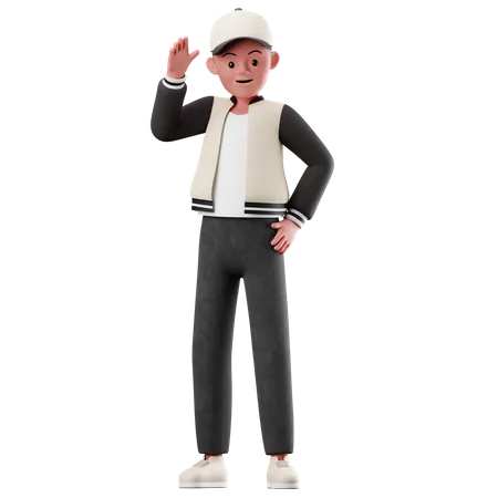 Personagem masculino com pose de saudação  3D Illustration