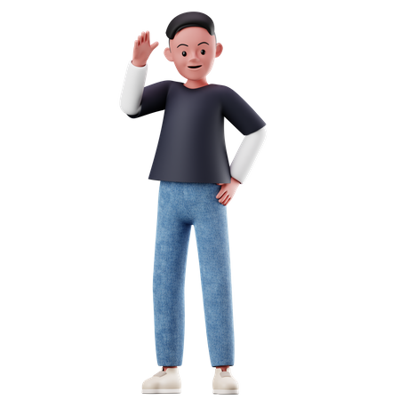 Personagem masculino com pose de saudação  3D Illustration