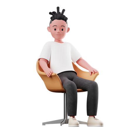 Personagem masculino com pose sentada  3D Illustration