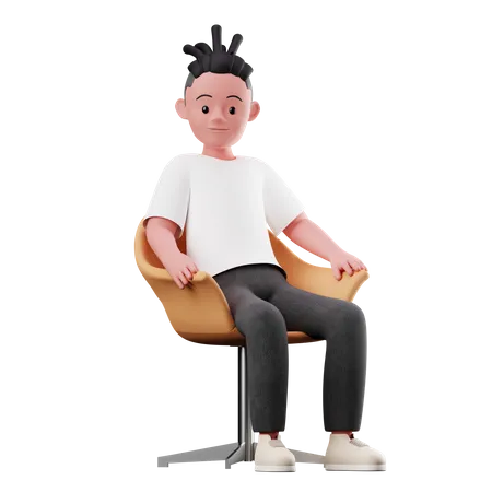 Personagem masculino com pose sentada  3D Illustration