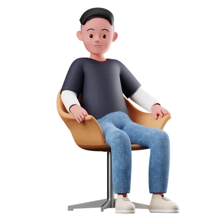 Personagem masculino com pose sentada  3D Illustration