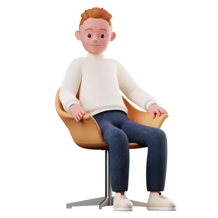 Personagem masculino com pose sentada  3D Illustration