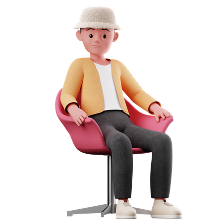 Personagem masculino com pose sentada  3D Illustration