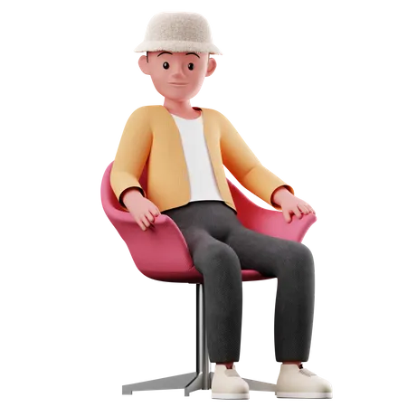 Personagem masculino com pose sentada  3D Illustration