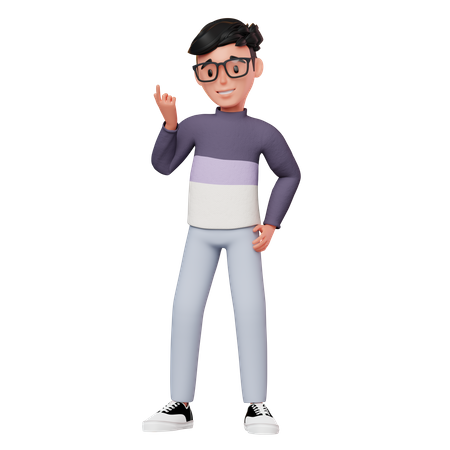 Personagem masculino com uma ideia  3D Illustration