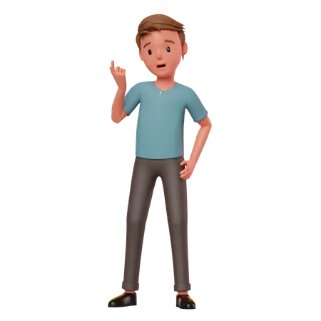 Personagem masculino com uma ideia  3D Illustration