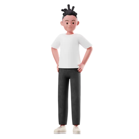 Personagem masculino em pé confiante  3D Illustration