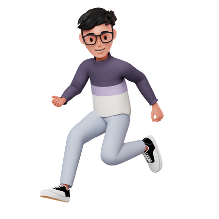 Personagem masculino correndo poose  3D Illustration