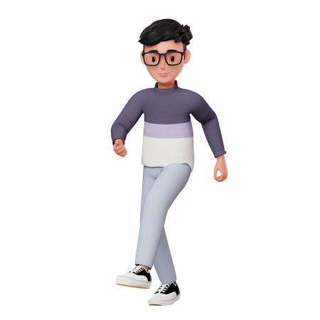 Personagem masculino em pose de caminhada  3D Illustration