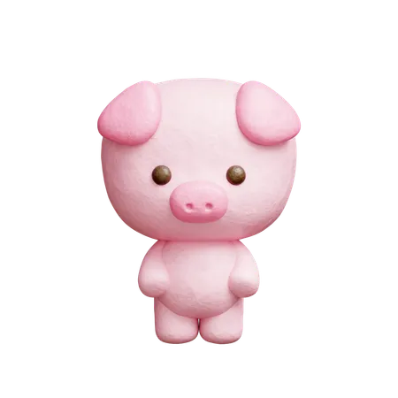 Personagem de porco fofo  3D Icon