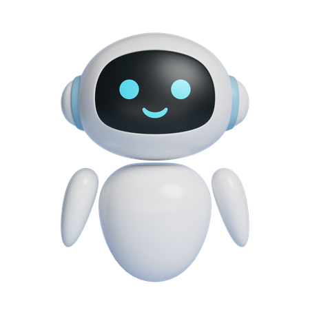 Personagem robô Ai em posição de sentido com rosto sorridente  3D Icon