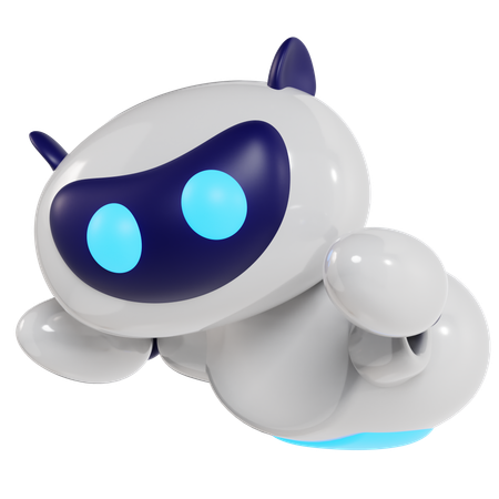 Personagem robô flutuante amigável  3D Illustration