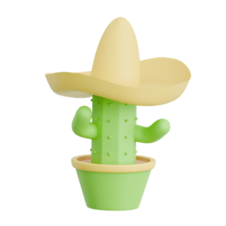 Personaje de cactus con sombrero  3D Icon