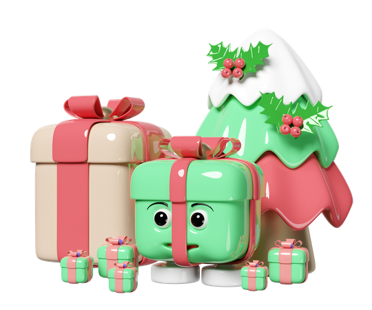 Personaje de caja de regalo  3D Icon