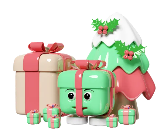 Personaje de caja de regalo  3D Icon