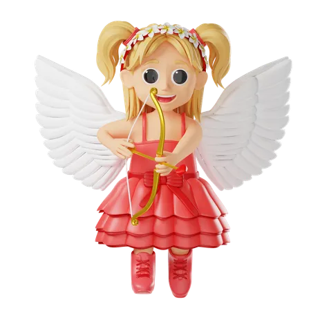 Personaje de chica de cupido de San Valentín  3D Illustration