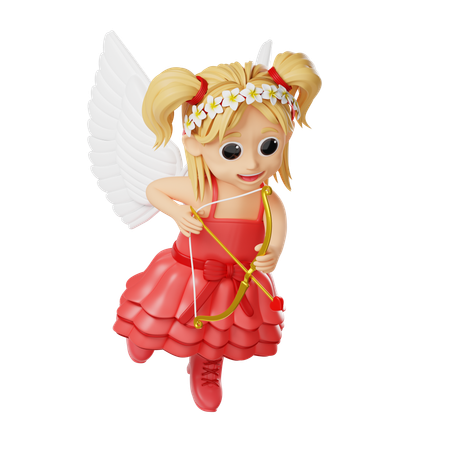 Personaje de chica de cupido de San Valentín  3D Illustration