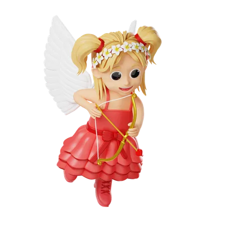 Personaje de chica de cupido de San Valentín  3D Illustration