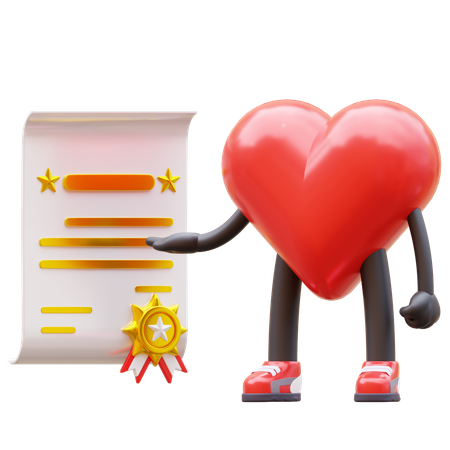 El personaje del corazón obtiene el certificado  3D Icon