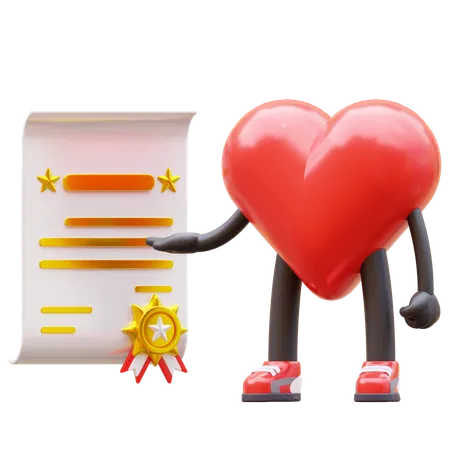 El personaje del corazón obtiene el certificado  3D Icon