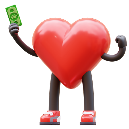 Carácter del corazón obtener dinero  3D Icon