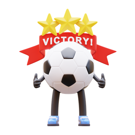 Ganador del personaje del balón de fútbol y gana estrellas.  3D Illustration