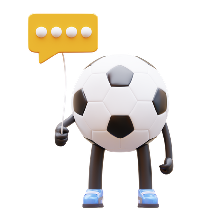 Personaje De Balón De Fútbol Con Globo De Comunicación  3D Illustration