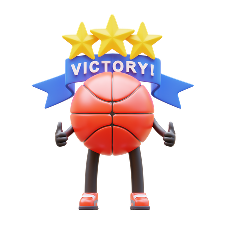 Ganador del personaje de baloncesto y gana estrellas.  3D Illustration