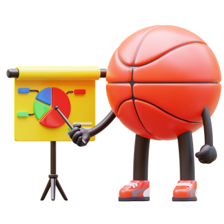Personaje de baloncesto haciendo presentación  3D Illustration