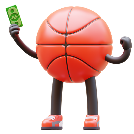 Personaje de baloncesto conseguir dinero  3D Illustration
