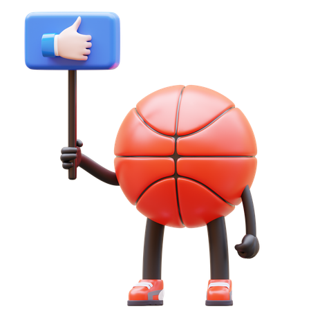 Personaje de baloncesto con cartel como  3D Illustration