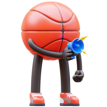 Personaje de baloncesto con megáfono para marketing  3D Illustration