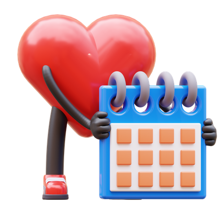 Horario de planificación del calendario de celebración del personaje del corazón  3D Icon