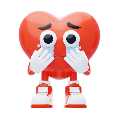 Personaje de corazón llorando  3D Illustration