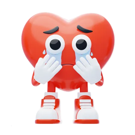 Personaje de corazón llorando  3D Illustration