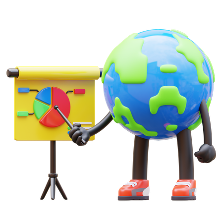 Personaje de la Tierra haciendo presentación  3D Icon