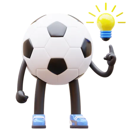 Personaje de balón de fútbol Obtener idea  3D Illustration