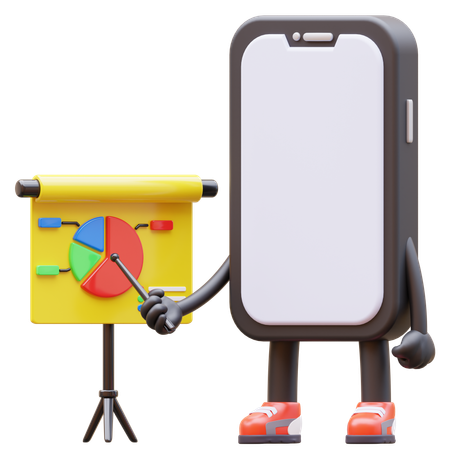 Personaje de teléfono inteligente haciendo presentación  3D Icon