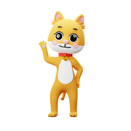 Saludo del personaje del gato  3D Illustration