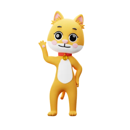 Saludo del personaje del gato  3D Illustration