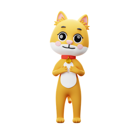 Signo de amor de personaje de gato  3D Illustration