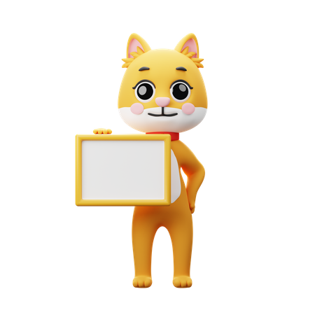 Tablero de sujeción de personaje de gato  3D Illustration