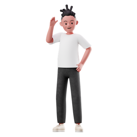 Personaje masculino con pose de saludo  3D Illustration