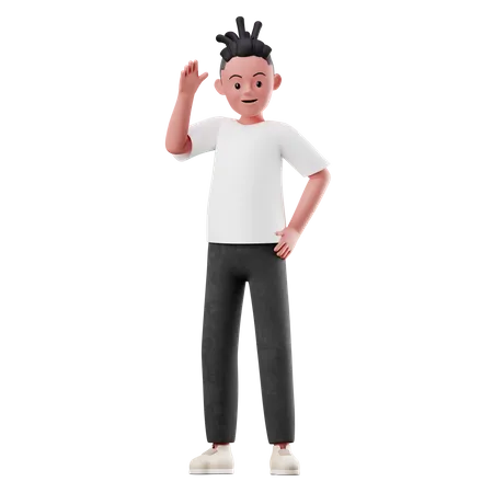 Personaje masculino con pose de saludo  3D Illustration