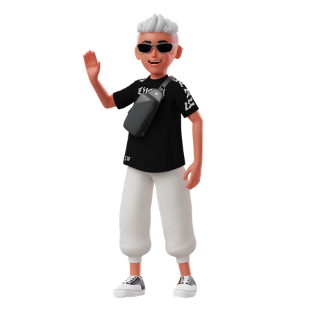 Personaje masculino con pose de saludo  3D Illustration