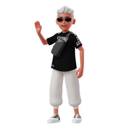 Personaje masculino con pose de saludo  3D Illustration