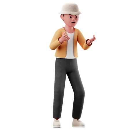 Personaje masculino con pose enojada  3D Illustration