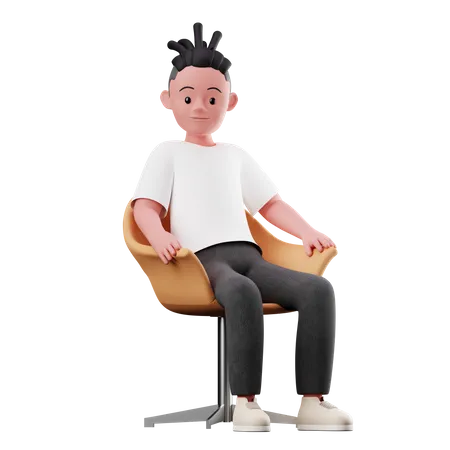 Personaje masculino con pose sentada  3D Illustration