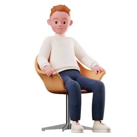Personaje masculino con pose sentada  3D Illustration